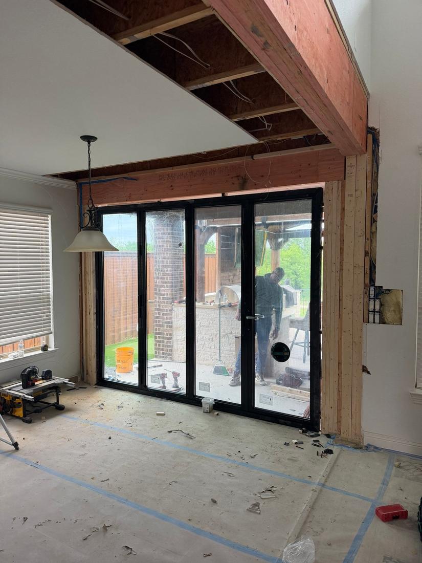 Bifold door installed in new framed opening