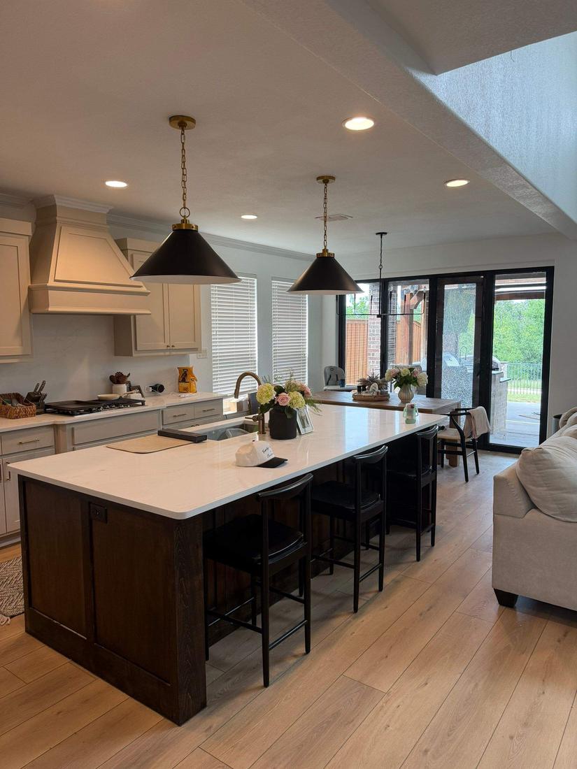 Open-concept kitchen after load-bearing wall removal