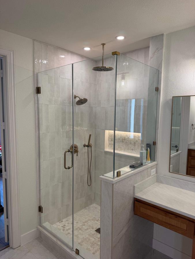 Frameless glass walk-in shower
